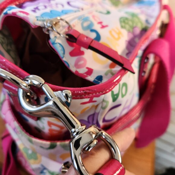 Like New Coach Floral Nylon Diaper Bag Crossbody Purse Xl - Picture 11 of 14